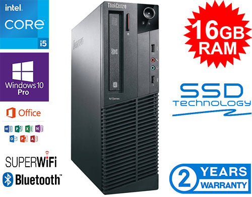 Lenovo SFF Desktop PC, Intel Quad Core i5, 16GB Ram, 240GB SSD. Win 10 Pro / Office Pro