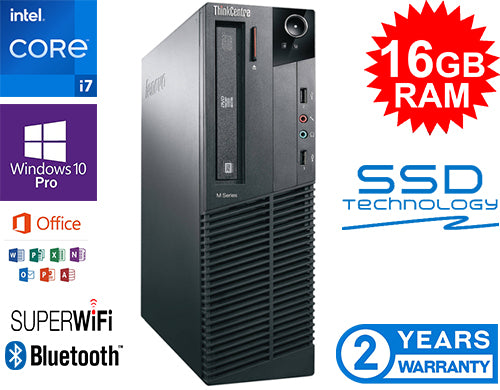 Lenovo SFF Desktop PC, Intel Quad Core i7, 16GB Ram, 240GB SSD. Win 10 Pro / Office Pro