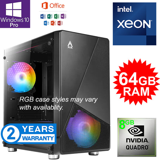 CAD / DESIGN SYSTEM w 2x 14 Core Xeon, 56 Thread CPU. Massive 64GB Ram, 8GB Nvidia Quadro